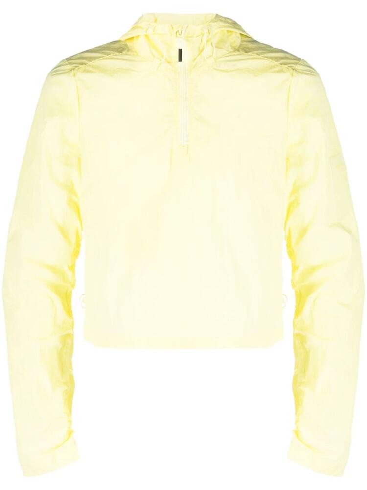 Rains drawstring cropped hooded jacket - Yellow Cover