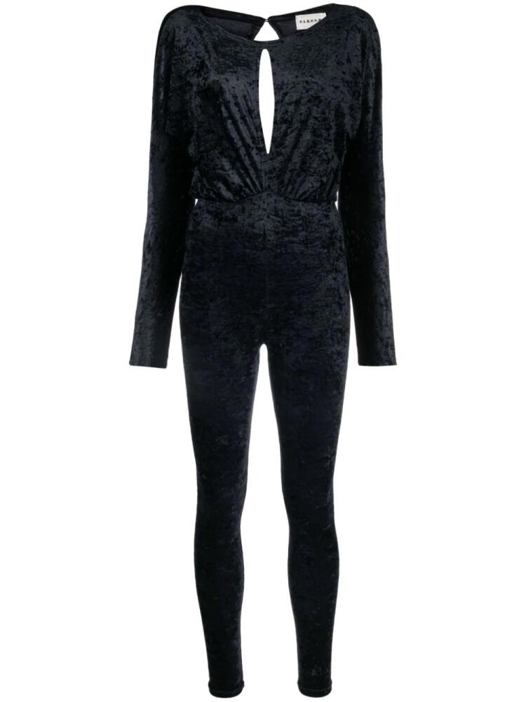 P.A.R.O.S.H. long-sleeve velvet jumpsuit - Black Cover