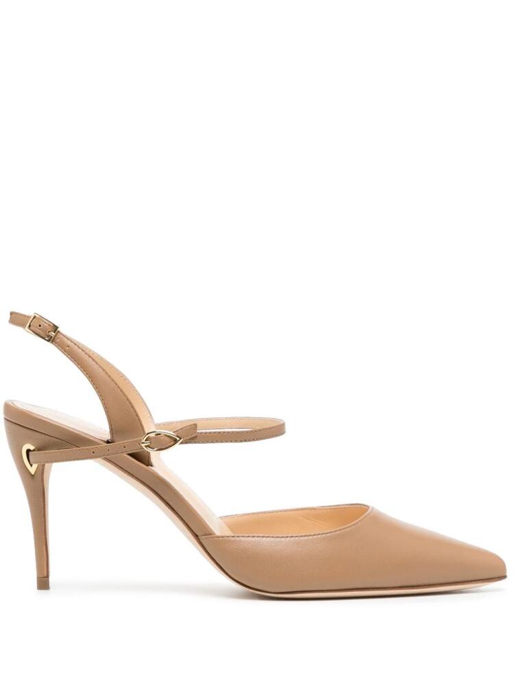 Jennifer Chamandi Vittorio 85mm leather slingback pumps - Neutrals Cover