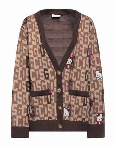 Gcds Woman Cardigan Brown Wool, Acrylic Cover