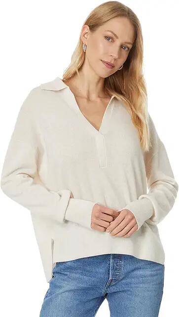 Splendid Tori Cashmere Polo Sweater (Pale Oak Heather) Women's Sweater Cover