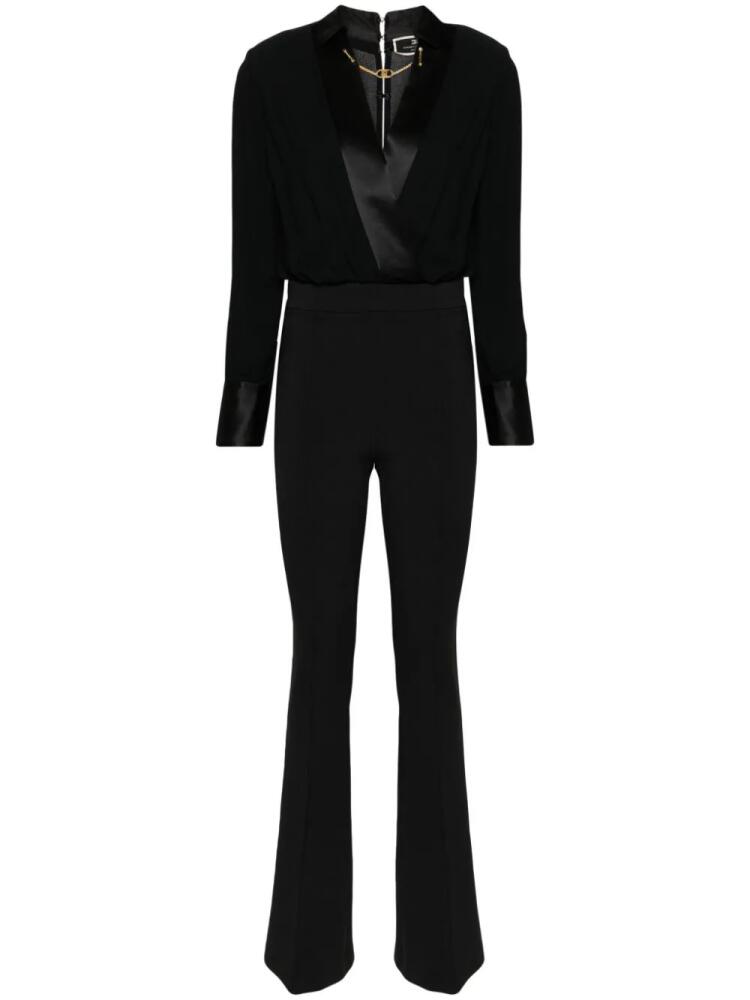 Elisabetta Franchi logo-chain crepe jumpsuit - Black Cover