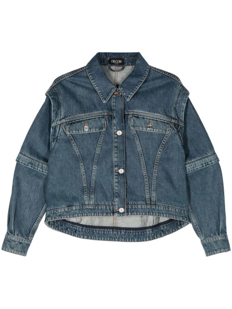 Del Core detachable-sleeves printed denim jacket - Blue Cover