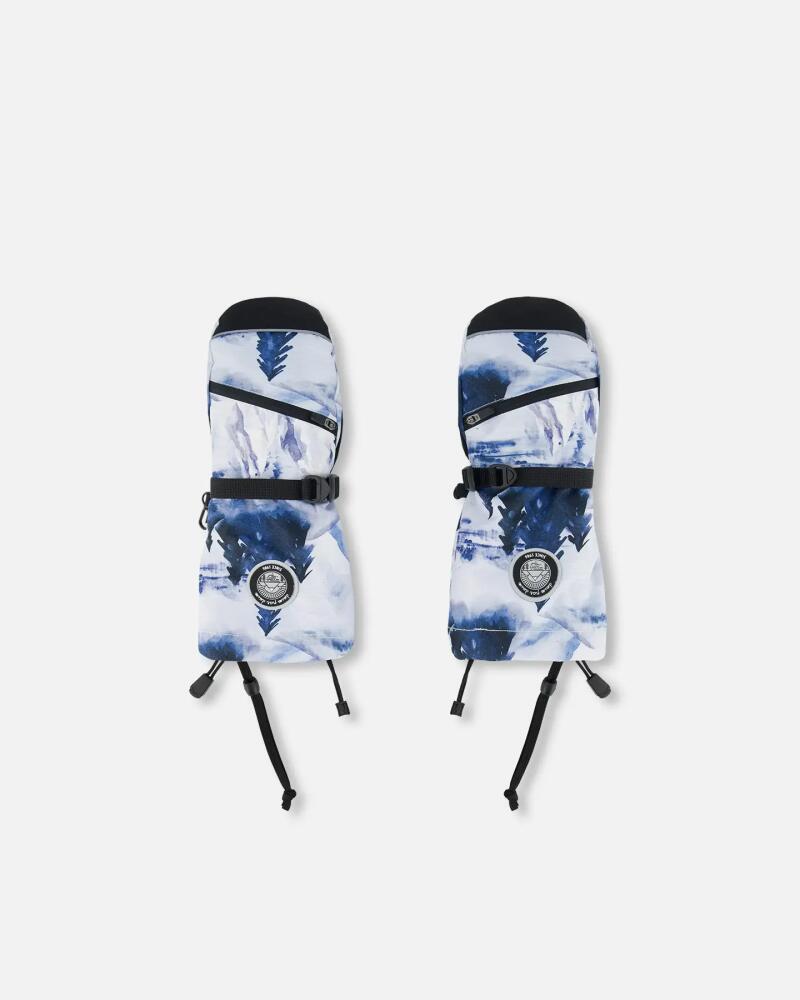 Deux par Deux Boy's Technical Mittens Printed Watercolor Pine in Printed Watercolor Fir Trees Cover