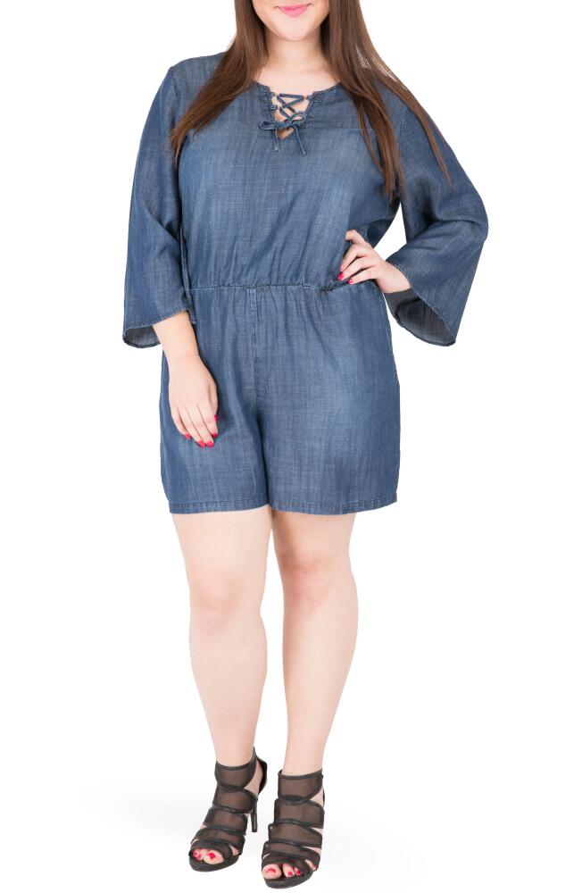 Standards & Practices Bell Sleeve Romper in Navy Cover