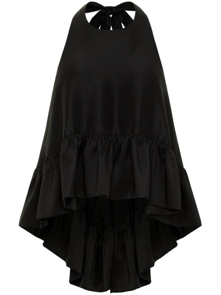 AZEEZA Winston ruffled silk top - Black Cover