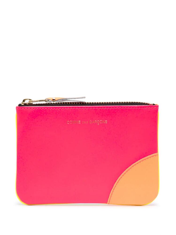 Comme Des Garçons Wallet colour-block zipped wallet - Pink Cover