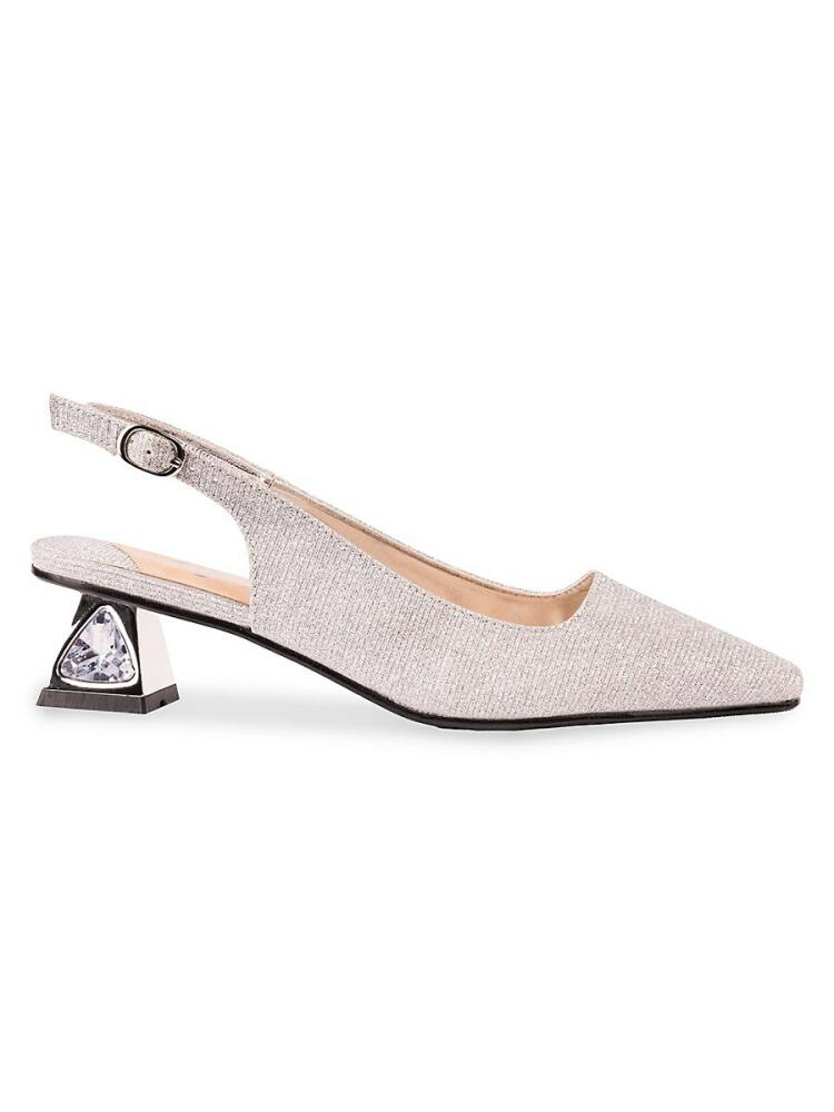 Lady Couture Women's Ruby Embellished Slingback Pumps - Silver Cover