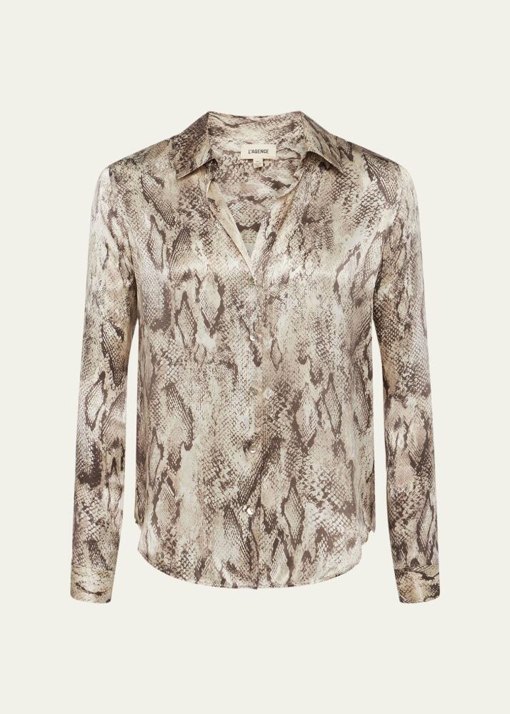 L'Agence Tyler Snake Silk Blouse Cover