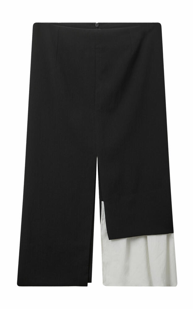 THE GARMENT - Treviso Contrast-Detailed Cotton Midi Skirt - Black Cover