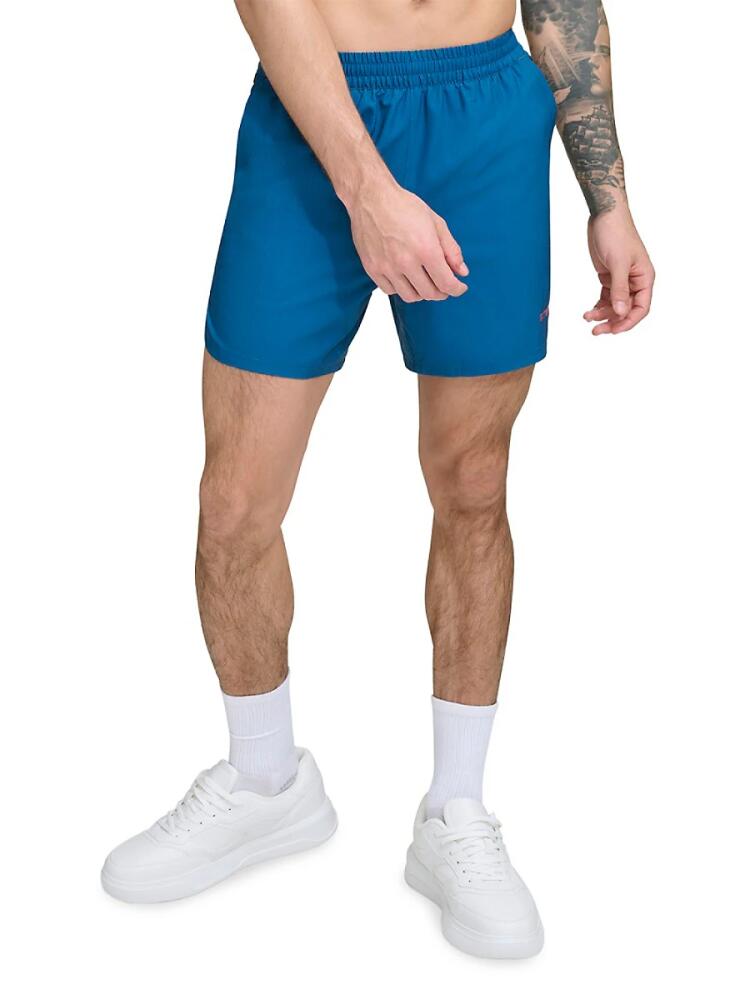 DKNY Men's Standard Fit Flat Front Volley Shorts - Poseidon Cover