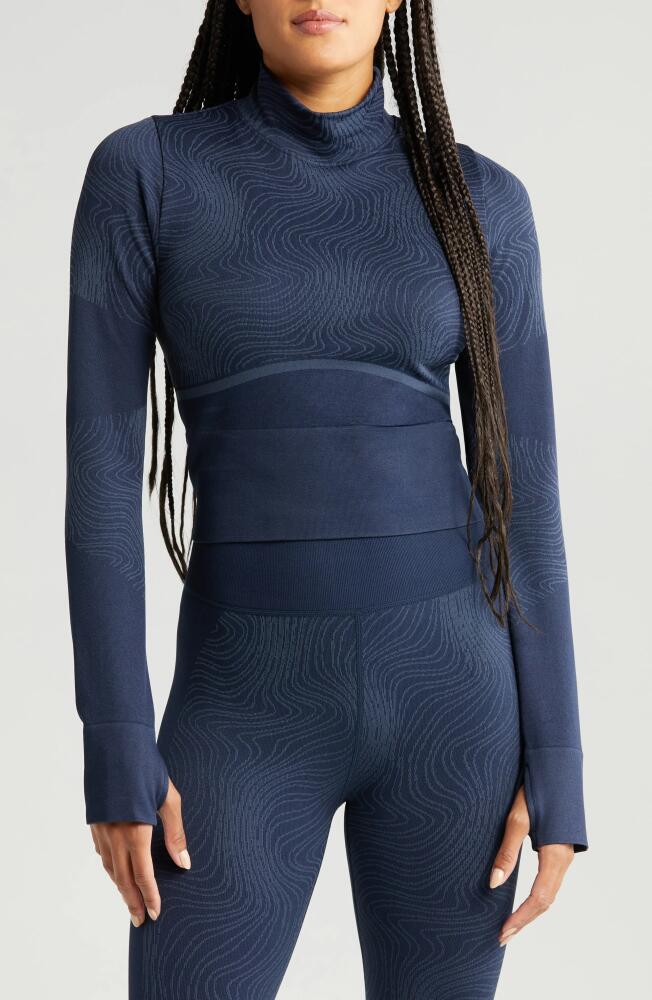 zella Seamless Jacquard Mock Neck Base Layer Top in Navy Sapphire Cover