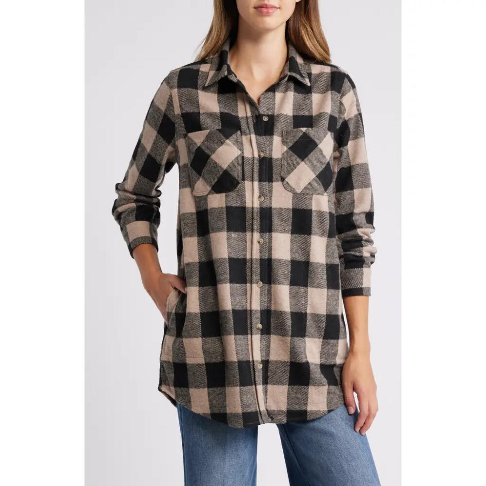 beachlunchlounge Tyler Flannel Tunic Shirt in Natural Black Cover