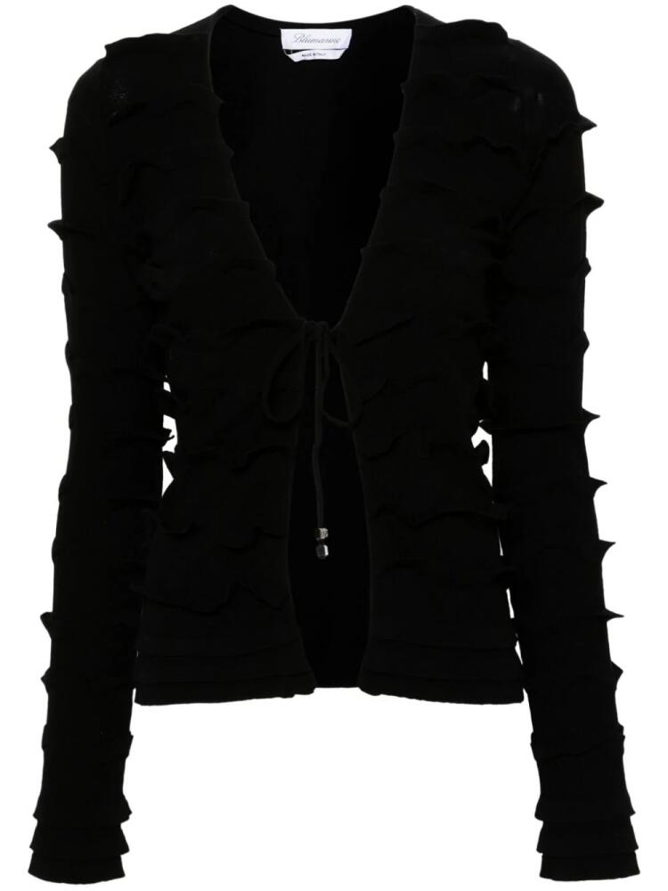 Blumarine ruffled fine-knit cardigan - Black Cover