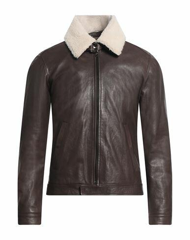 Masterpelle Man Jacket Dark brown Soft Leather, Shearling Cover