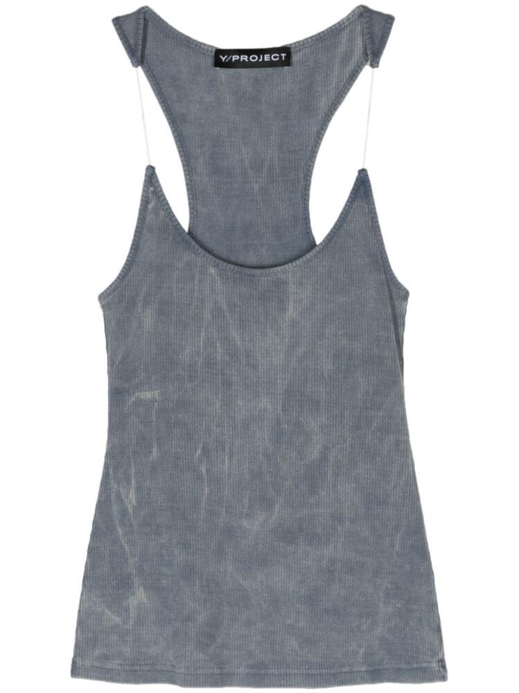 Y/Project invisible-straps cotton tank top - Blue Cover