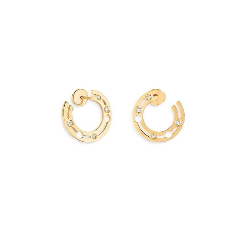 Dinh Van 18K Yellow Gold Pulse Hoop Earrings with Diamonds Cover