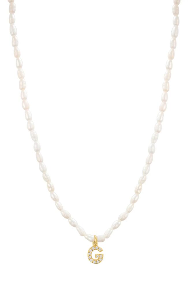 st. Moran Initial Freshwater Pearl Beaded Necklace in White - G Cover