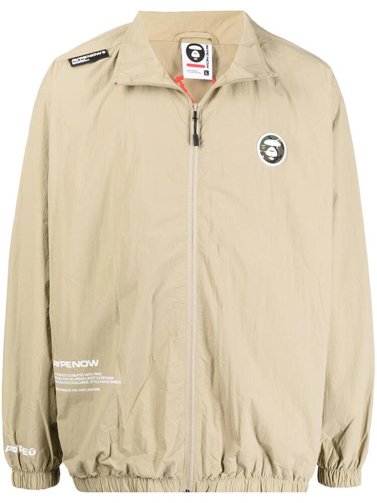 AAPE BY *A BATHING APE® logo-patch zip-up jacket - Brown Cover