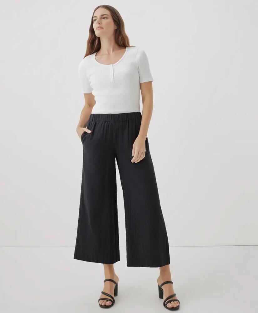 Pact Organic Coastal Double Gauze Wide Leg Pant in Black Cover