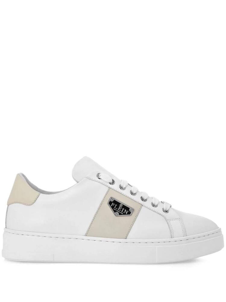 Philipp Plein logo-plaque leather sneakers - White Cover