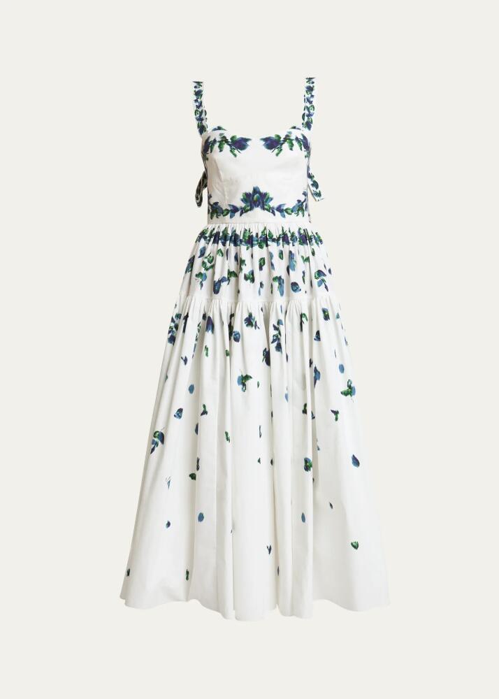 Erdem Bow-Strap Tiered Fit & Flare Midi Dress Cover