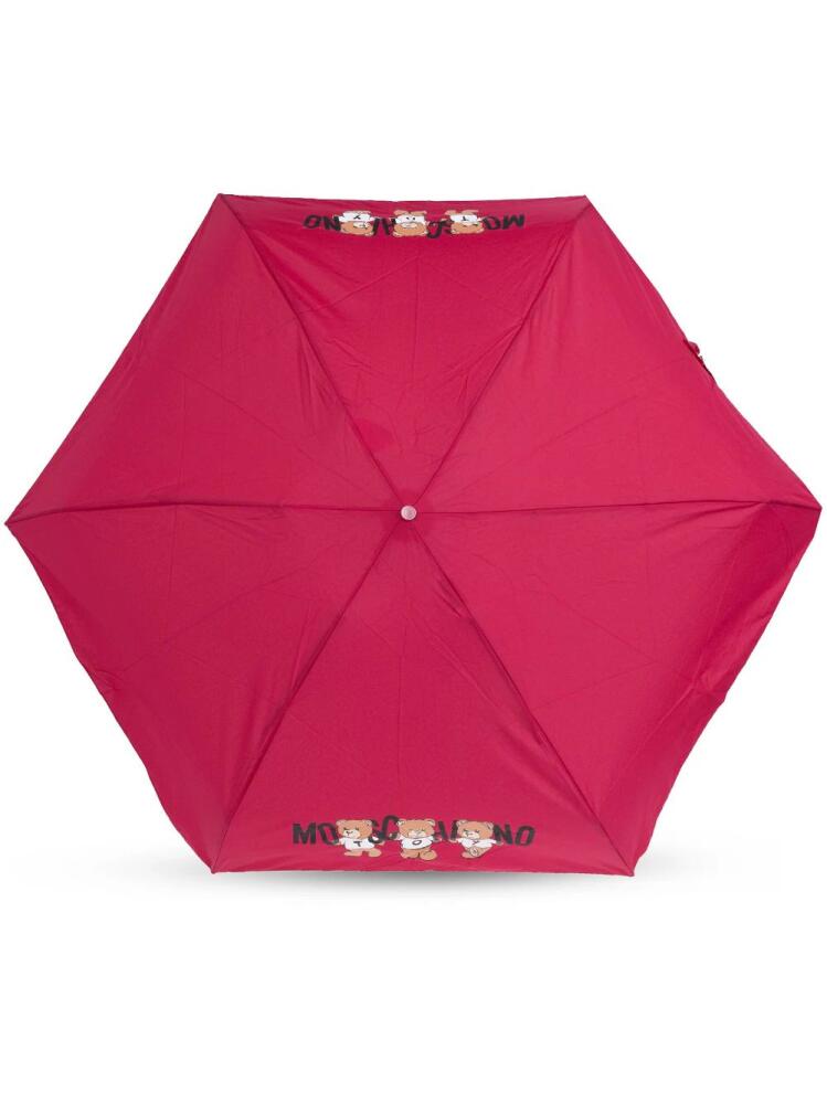 Moschino Teddy-motif compact umbrella - Pink Cover