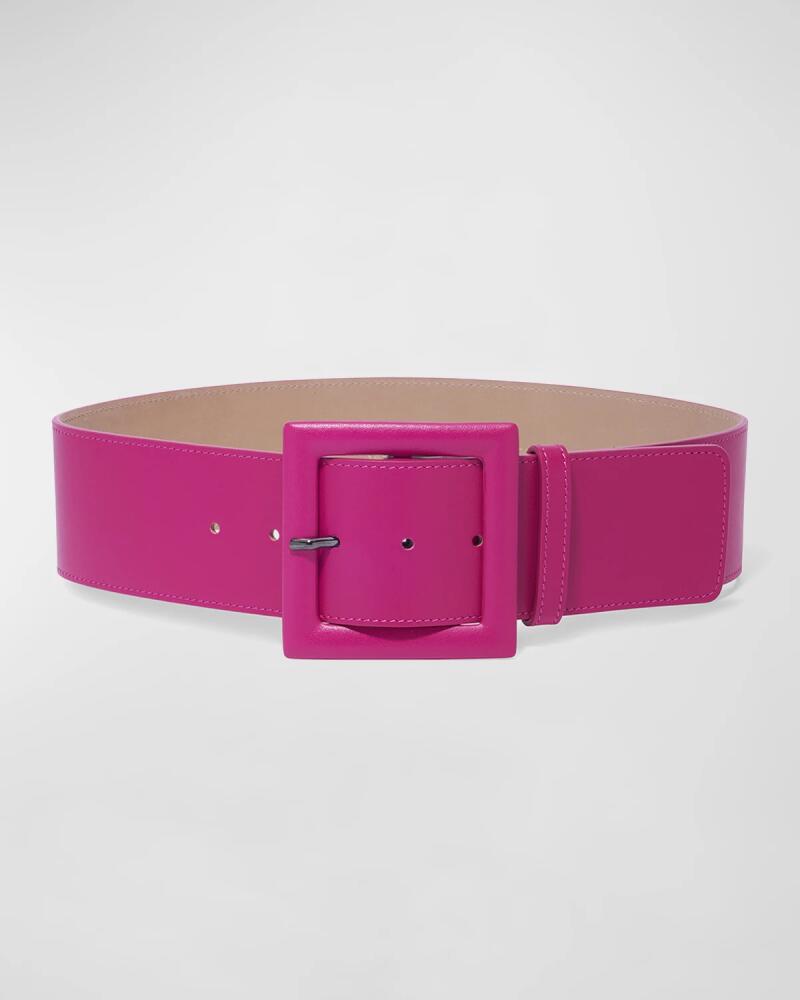 Carolina Herrera Square-Buckle Wide Leather Belt Cover