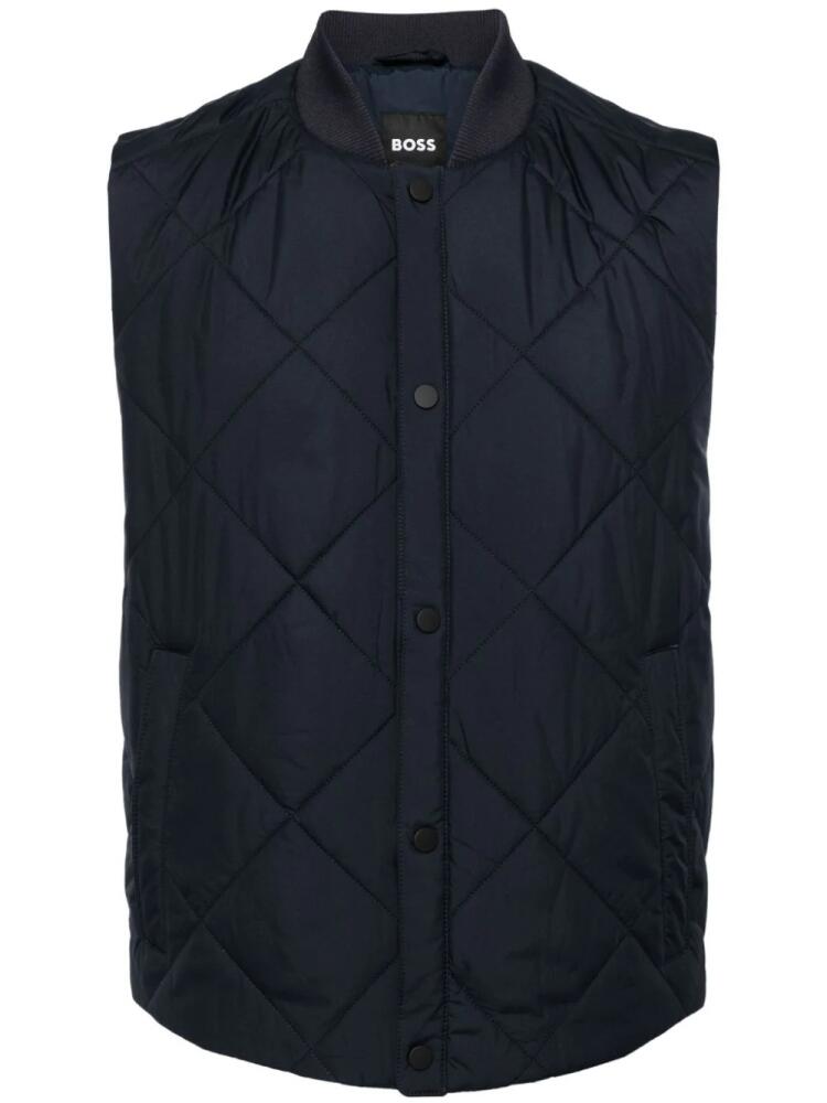 BOSS diamond-quilted water-repellent gilet - Blue Cover