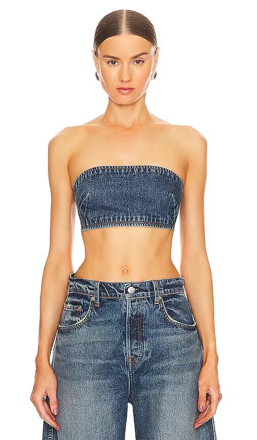 GRLFRND Lilah Denim Tube Top in Blue Cover