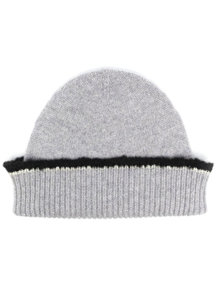 Barrie shearling-trim cashmere beanie - Grey Cover