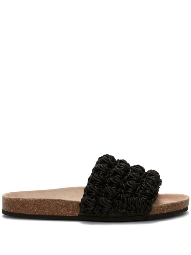 JW Anderson popcorn-knit leather slides - Black Cover