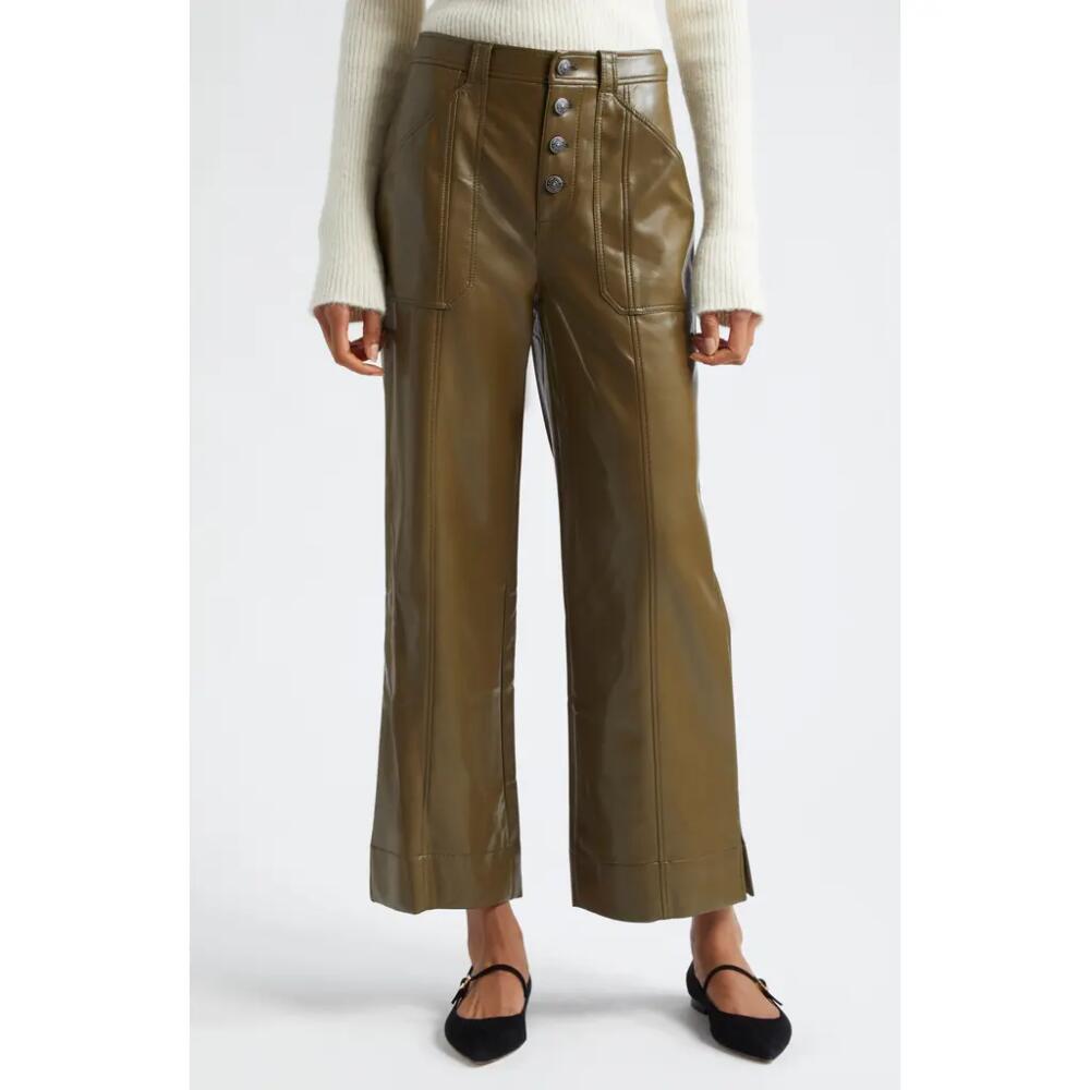 Cinq à Sept Benji Faux Leather Crop Pants in Dark Olive Cover