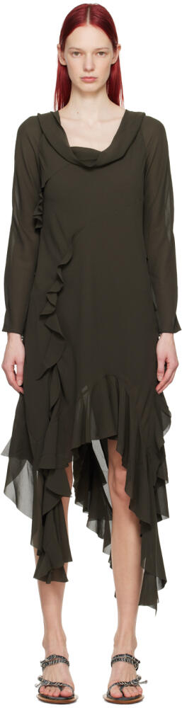 Acne Studios Gray Drape Midi Dress Cover