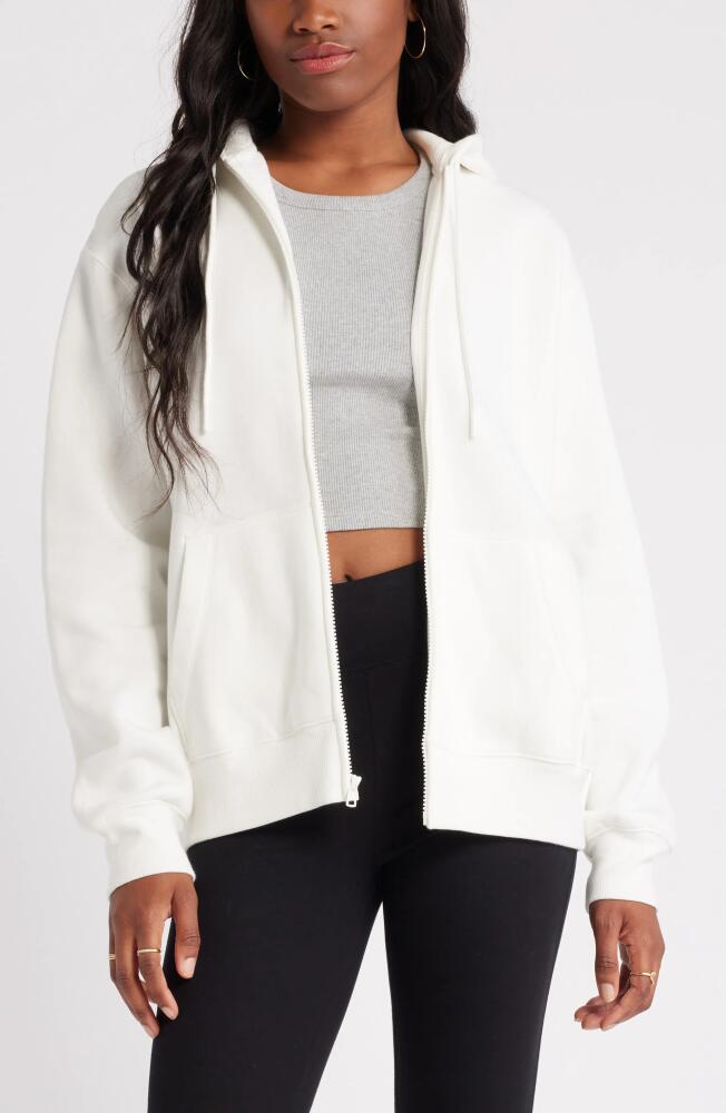 BP. Oversize Zip Fleece Hoodie in Ivory Cover