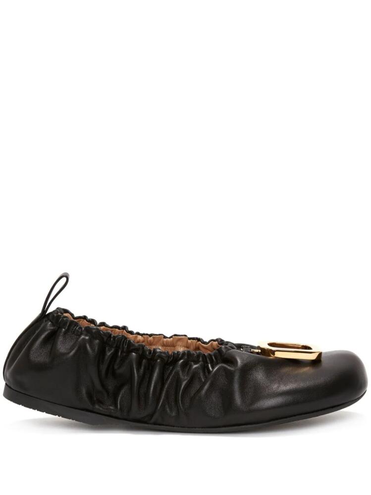 JW Anderson decorative-buckle leather ballerina shoes - Black Cover