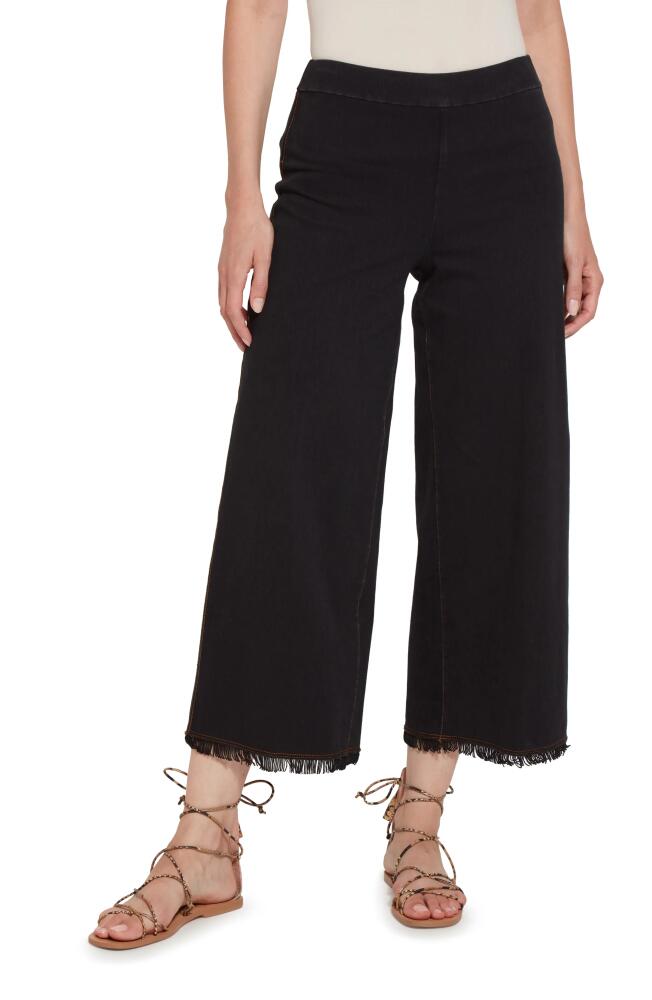 Lyssé Shiloh Palazzo Wide Leg Fringe Crop Denim Leggings in Midtown Black Cover