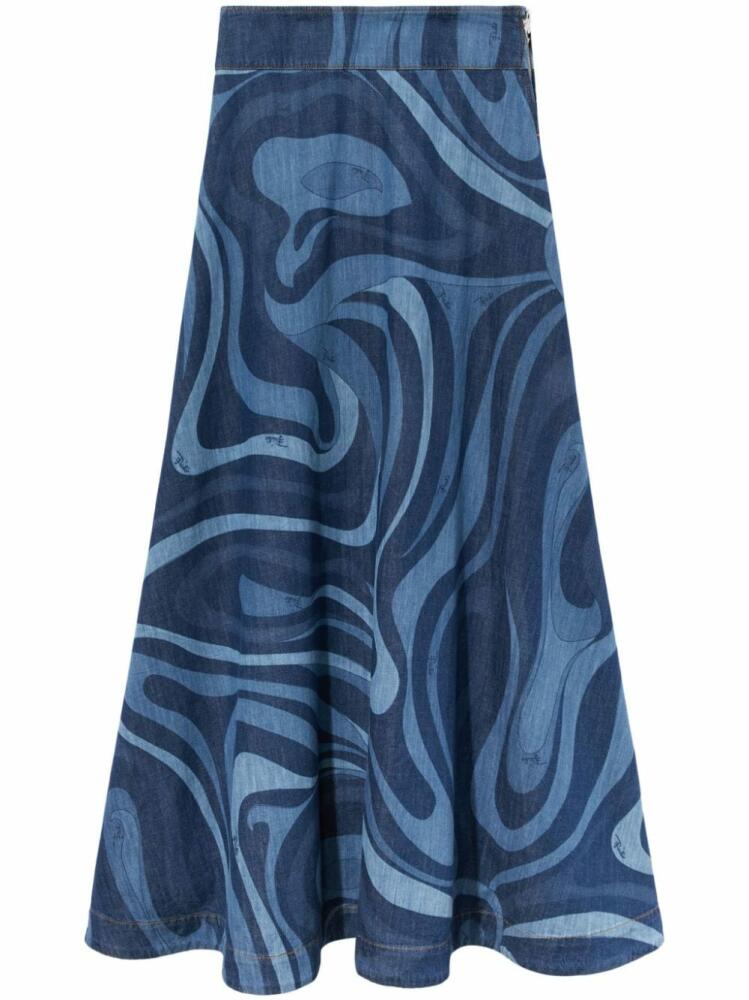 PUCCI Marmo-print denim skirt - Blue Cover