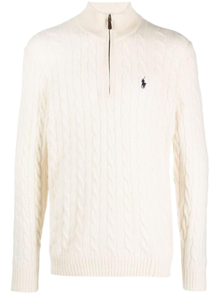 Polo Ralph Lauren logo-embroidered wool-blend jumper - Neutrals Cover