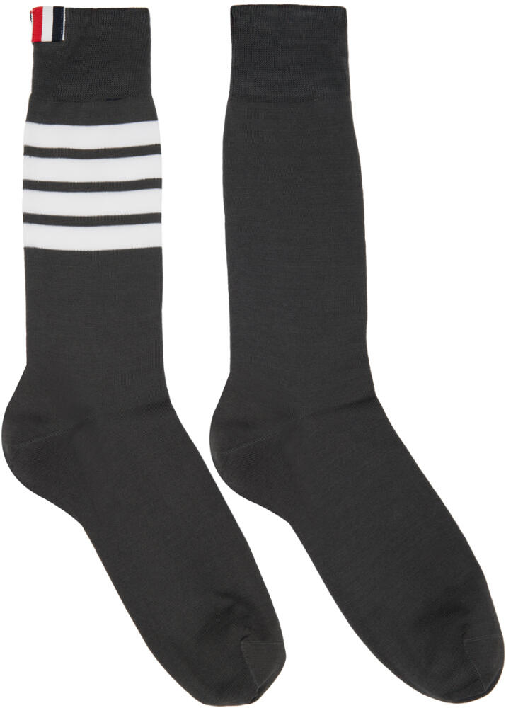 Thom Browne Gray 4-Bar Socks Cover