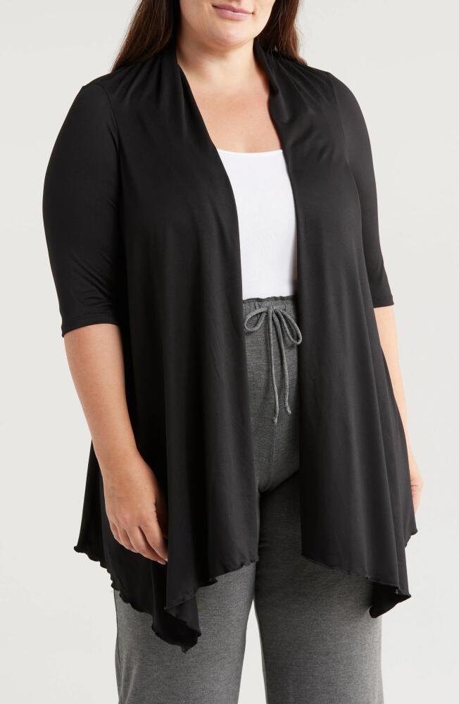 24seven Comfort Apparel Open Front Long Cardigan in Black Cover