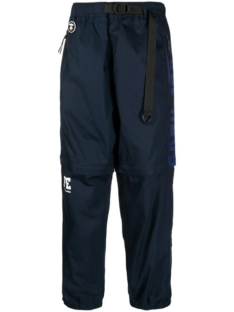 AAPE BY *A BATHING APE® logo-patch zip-up trousers - Blue Cover