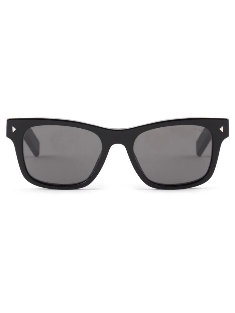 Prada Eyewear striped metal detail rectangle-frame sunglasses - Black Cover