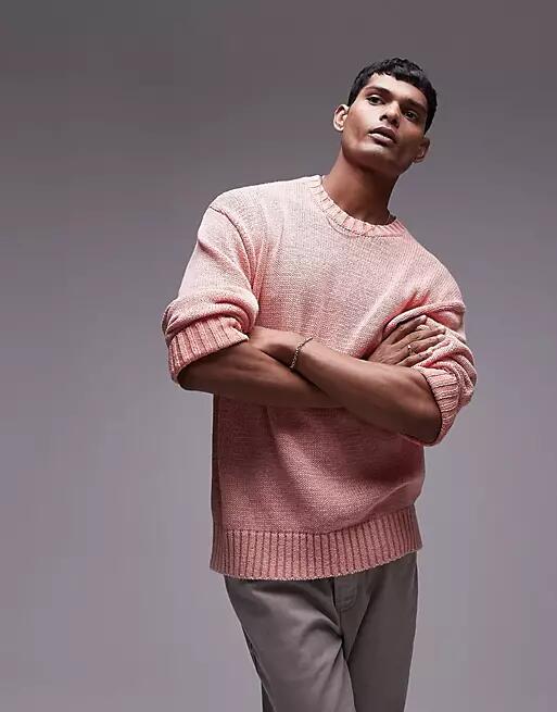 Topman washed lightweight sweater in pink Cover