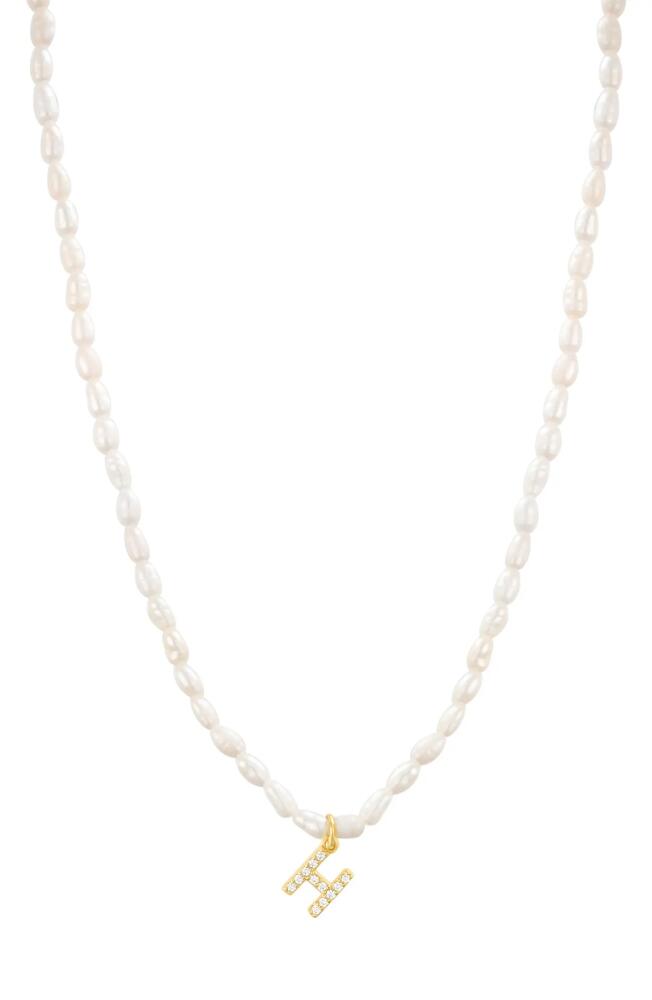 st. Moran Initial Freshwater Pearl Beaded Necklace in White - H Cover