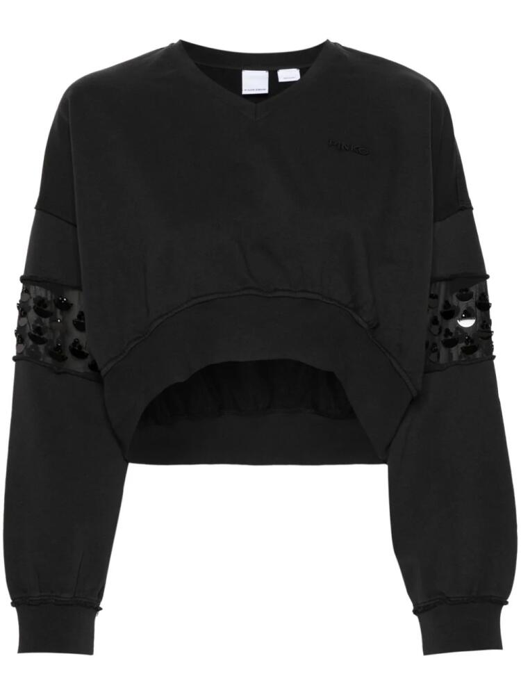 PINKO sequin-embellished cropped sweatshirt - Black Cover