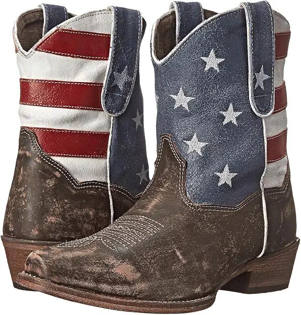 Roper American Flag Shorty (Brown) Cowboy Boots Cover