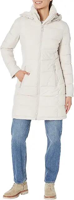 Calvin Klein Stretch Walker Puffer Jacket (Oyster) Women's Clothing Cover