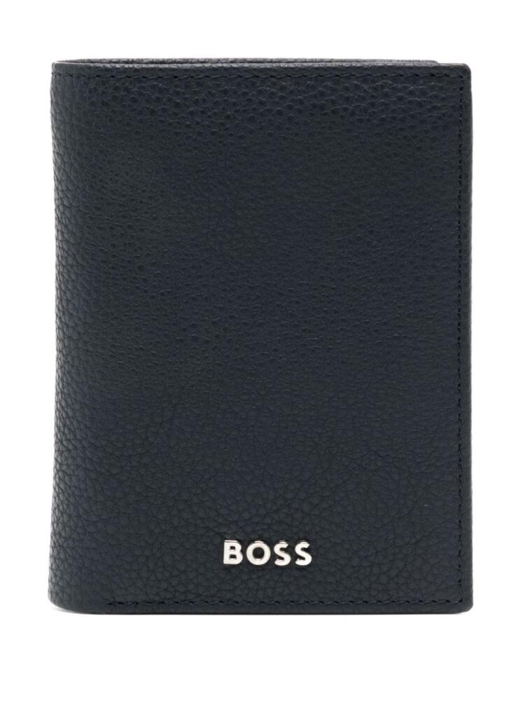 BOSS logo-plaque leather wallet - Blue Cover