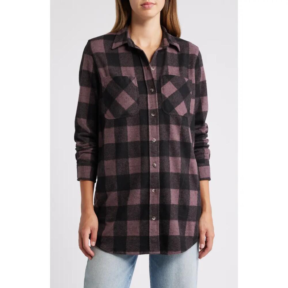 beachlunchlounge Tyler Flannel Tunic Shirt in Mauve Black Cover